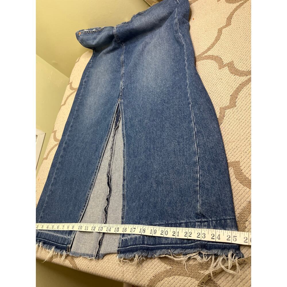 Gap denim maxi front slit raw hem skirt, Medium indigo, size 4, Y2K, Boho - Picture 11 of 15